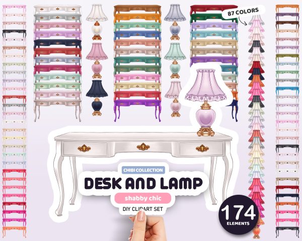 Desk and Lamp Clipart