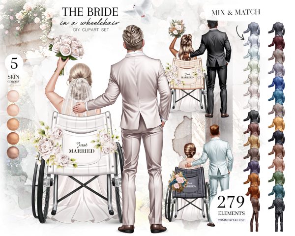 Wheelchair Bride Clipart