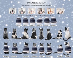 Christmas Cats and Sweaters Clipart - Image 4