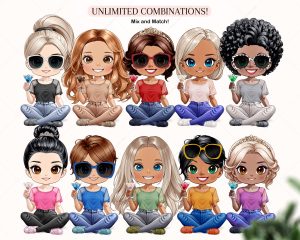 Chibi Summer Besties Clipart