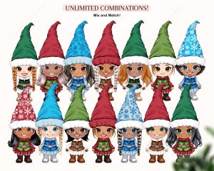 Chibi Gnomes Family Clipart