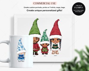 Chibi Gnomes Family Clipart