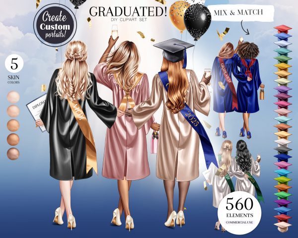 Graduation Girls Clipart