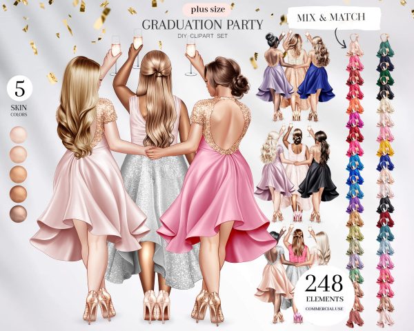 Graduation Curvy Girls Clipart