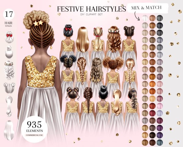 Festive Kids Hairstyles Clipart