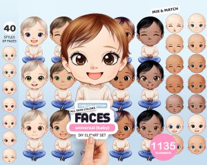 Chibi Baby Faces Clipart