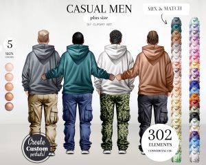 Curvy Casual Men Clipart