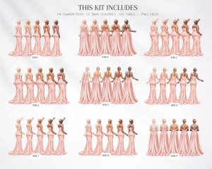 Peach Bridesmaids Clipart - Image 2