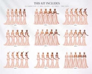 Pastel Peach Bridesmaids Clipart - Image 2