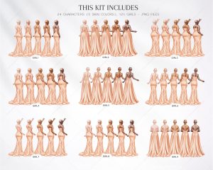 Apricot Bridesmaids Clipart - Image 2