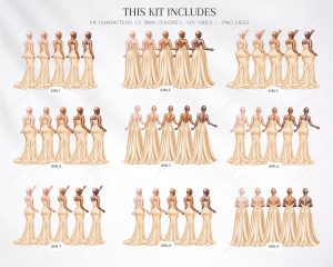 Pastel Yellow Bridesmaids Clipart - Image 3