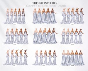 Dusty Blue Bridesmaids Clipart - Image 2