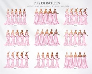 Pastel Pink Bridesmaids Clipart - Image 2