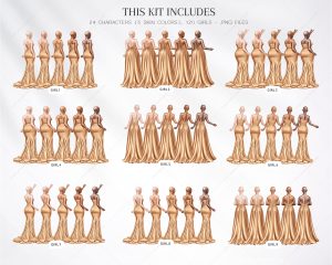 Golden Bridesmaids Clipart - Image 3