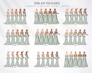 Pastel Green Bridesmaids Clipart - Image 2