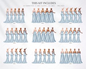 Sky Blue Bridesmaids Clipart - Image 2