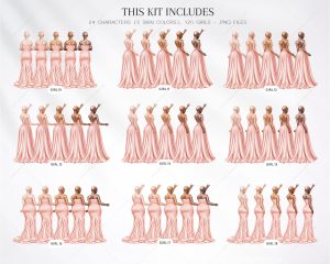 Peach Bridesmaids Clipart - Image 3