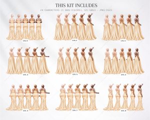 Pastel Yellow Bridesmaids Clipart - Image 2