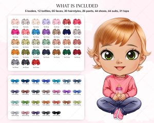 Chibi Sitting Babies Clipart - Image 2