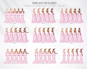 Pastel Pink Bridesmaids Clipart - Image 3