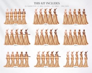 Golden Bridesmaids Clipart - Image 2