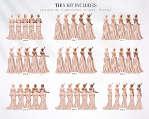 Nude Bridesmaids Clipart - Image 3