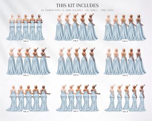 Sky Blue Bridesmaids Clipart - Image 3