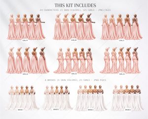 Peach Bridesmaids Clipart - Image 4