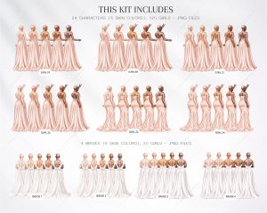 Pastel Peach Bridesmaids Clipart - Image 4