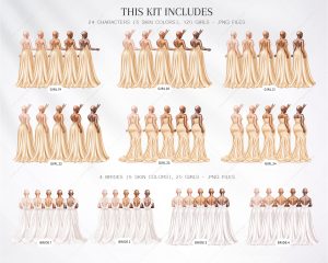 Pastel Yellow Bridesmaids Clipart - Image 4