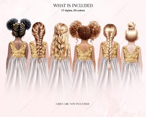 Festive Kids Hairstyles Clipart - Image 3