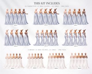 Dusty Blue Bridesmaids Clipart - Image 4