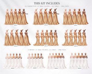 Golden Bridesmaids Clipart - Image 4