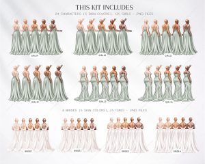 Pastel Green Bridesmaids Clipart - Image 4