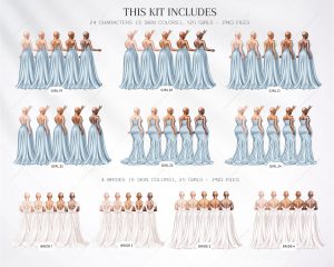 Sky Blue Bridesmaids Clipart - Image 4