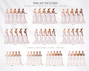 Cream Bridesmaids Clipart - Image 2