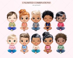 Chibi Sitting Babies Clipart - Image 5