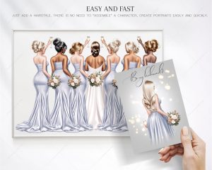 Dusty Blue Bridesmaids Clipart - Image 7