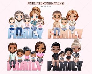 Chibi Happy Family Clipart - Image 6