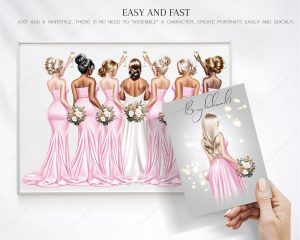 Pastel Pink Bridesmaids Clipart - Image 7