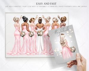 Salmon Pink Bridesmaids Clipart - Image 7