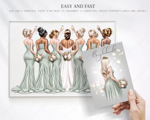 Pastel Green Bridesmaids Clipart - Image 7