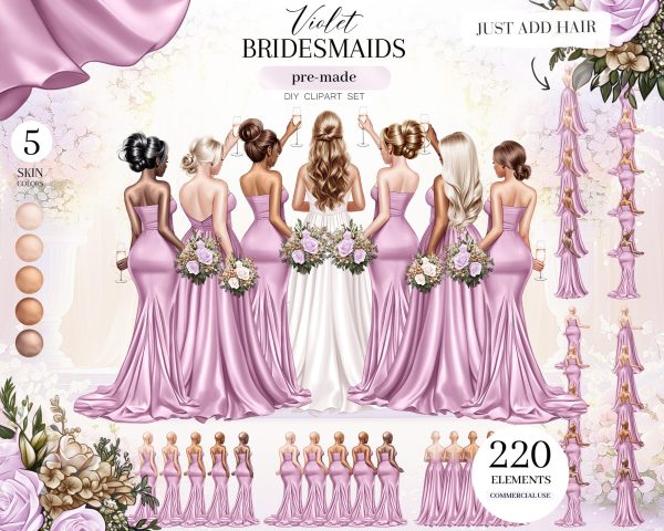 Violet Bridesmaids Clipart