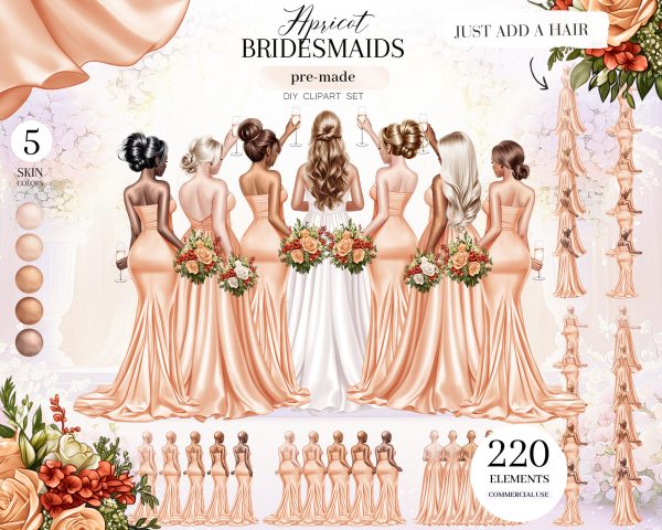 Apricot Bridesmaids Clipart