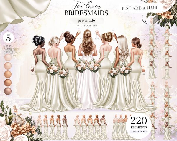 Tea Green Bridesmaids Clipart