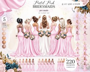 Pastel Pink Bridesmaids Clipart