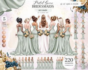 Pastel Green Bridesmaids Clipart