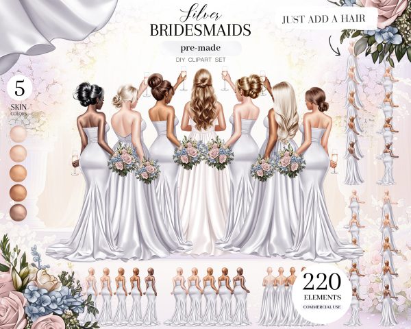 Silver Bridesmaids Clipart