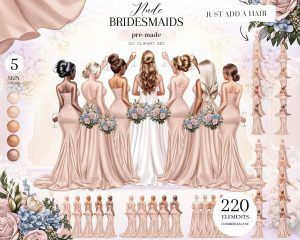 Nude Bridesmaids Clipart