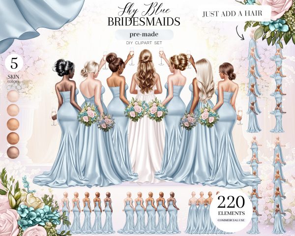 Sky Blue Bridesmaids Clipart